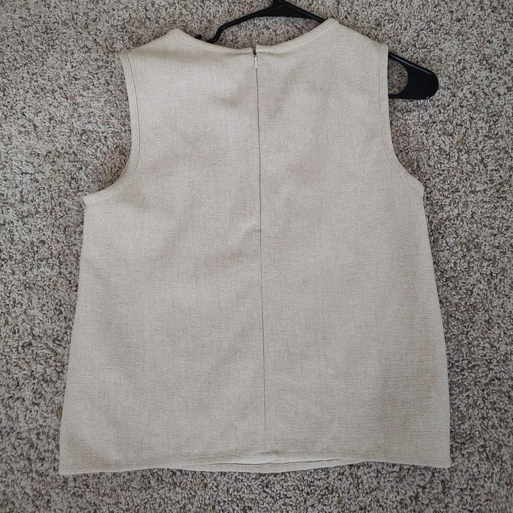 Banana Republic Embellished Cream Sleeveless Top S - Picture 2 of 2